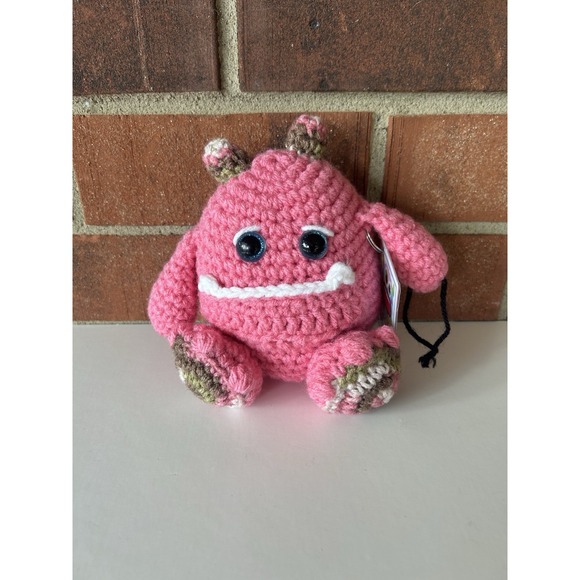 Handmade Crochet Worry Monster, Pink, Stress Relief, Fidget, Sensory, Anxiety - Picture 1 of 5